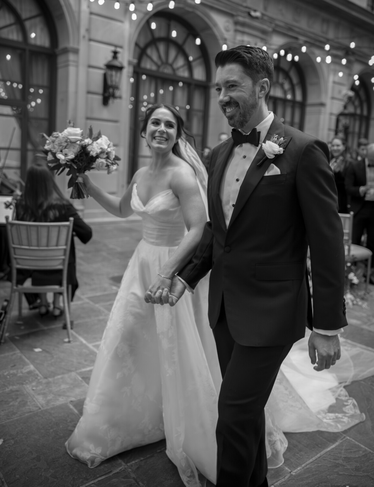 black and white photo of bride and groom by Anna Schmidt Photography