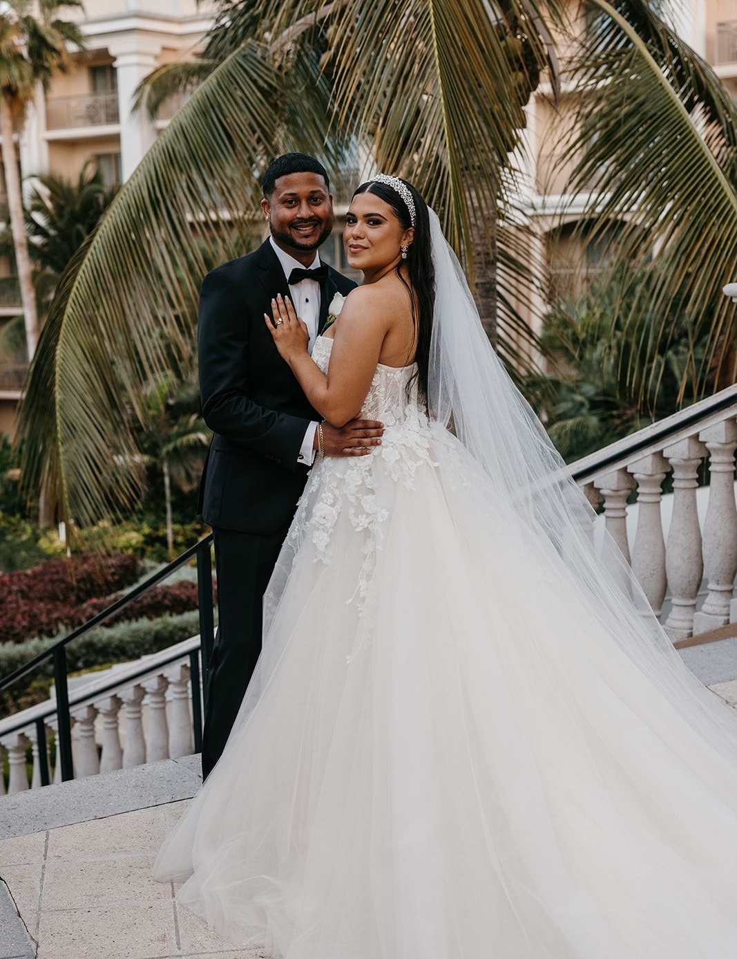 bride and groom portrait wedding at The Ritz-Carlton, Grand Cayman