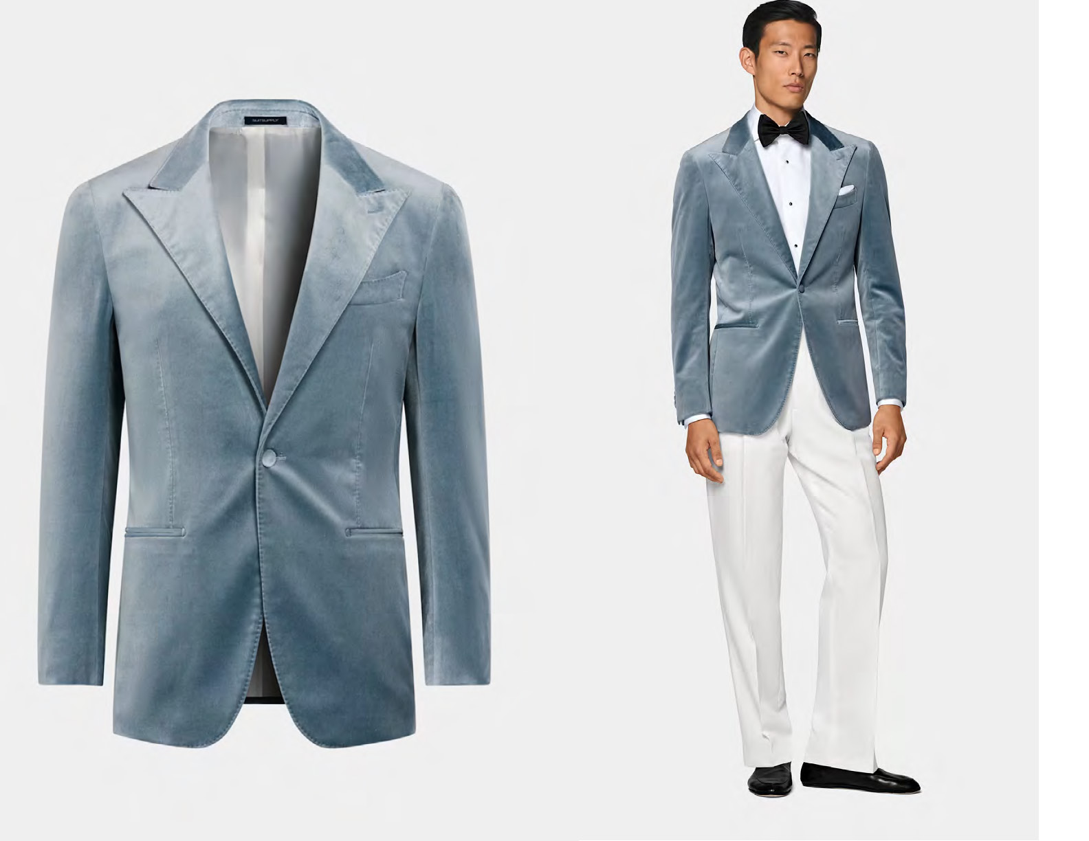Groom in Ice Blue Velvet Jacket