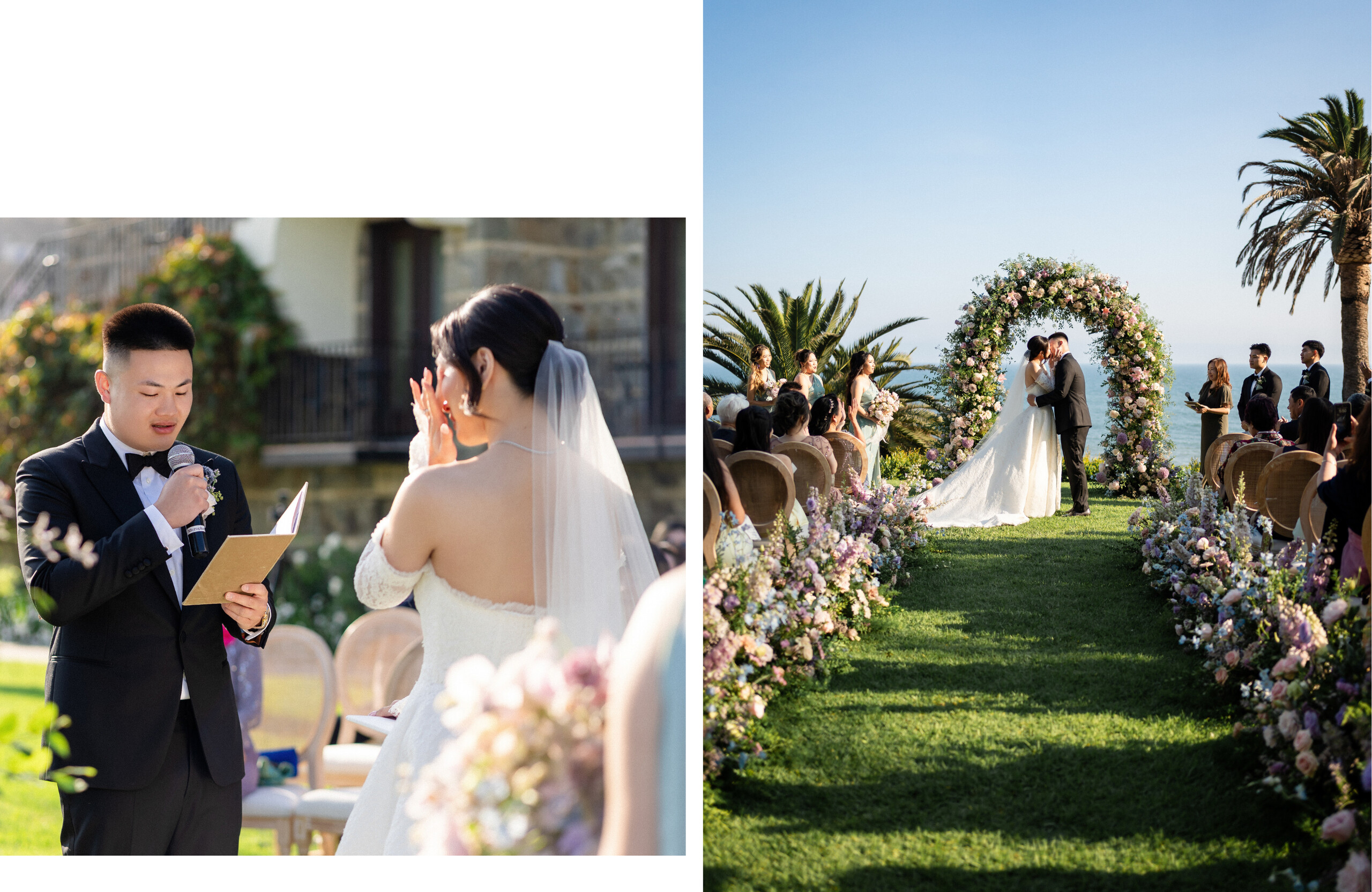 storybook style wedding ceremony in Pacific Palisades at The Bel-Air Bay Club