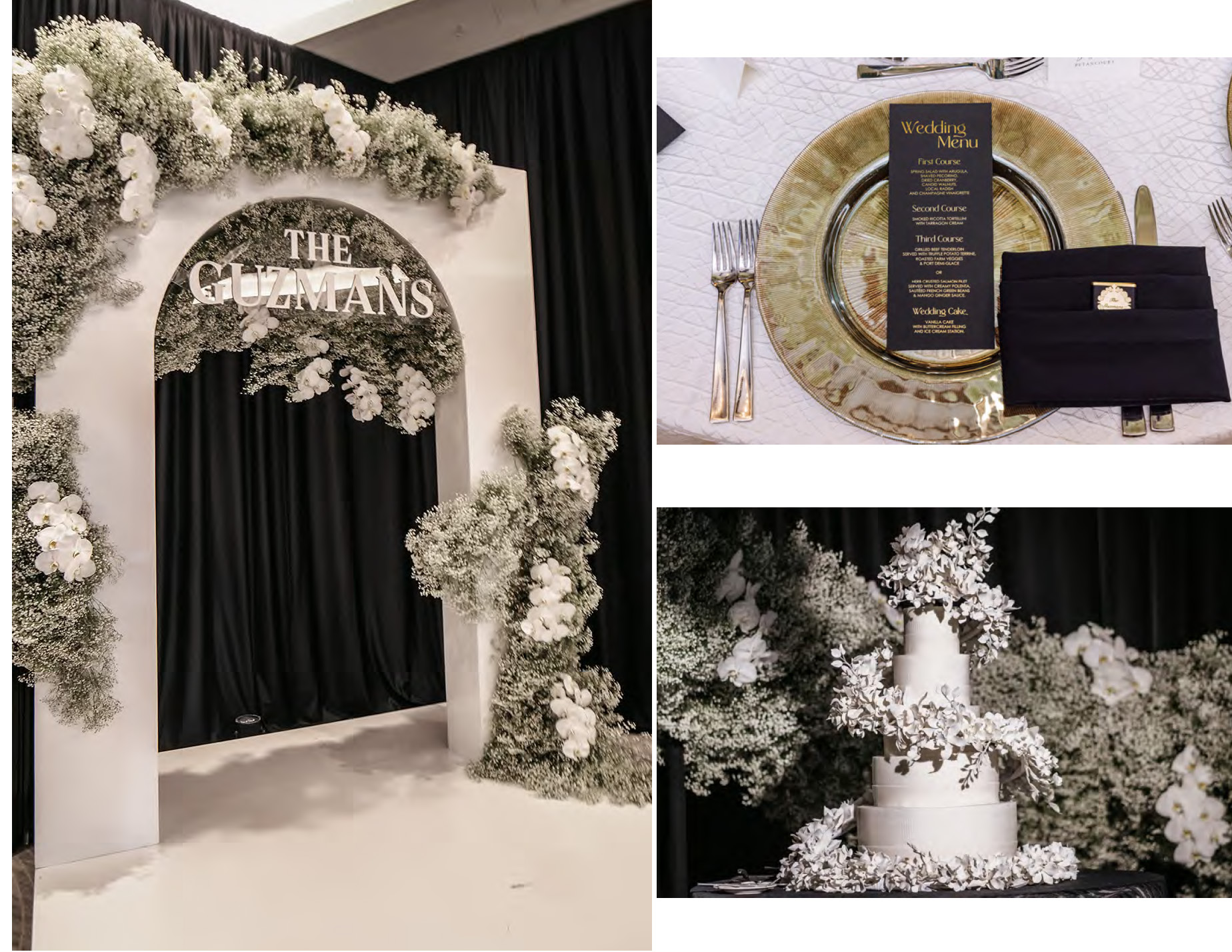 White Orchids Wedding Design with Black Accents