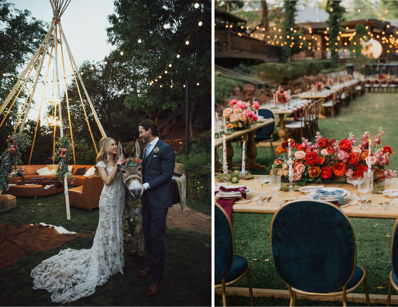 Bride and Groom in Rustic Setting